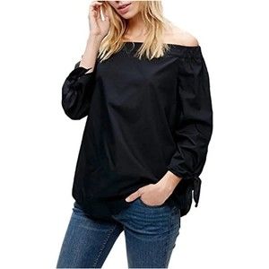 Free People 'Show Me Some Shoulder' Off The Shoulder Blouse Black, Medium